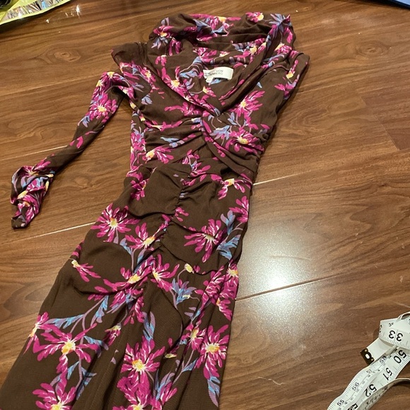 DIANE VON FURSTENBERG / clementine ruched mesh floral midi dress Bodycon XXS - Picture 11 of 13